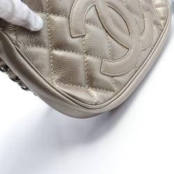 CHANEL Matelasse Shoulder Bag Leather Women's Silver