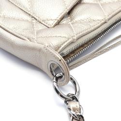 CHANEL Matelasse Shoulder Bag Leather Women's Silver