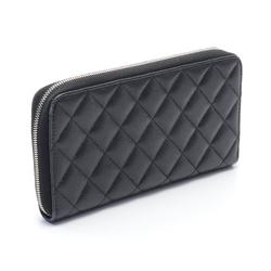 CHANEL Matelasse Round Long Wallet Caviar Skin Women's Black AP3181