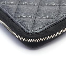 CHANEL Matelasse Round Long Wallet Caviar Skin Women's Black AP3181