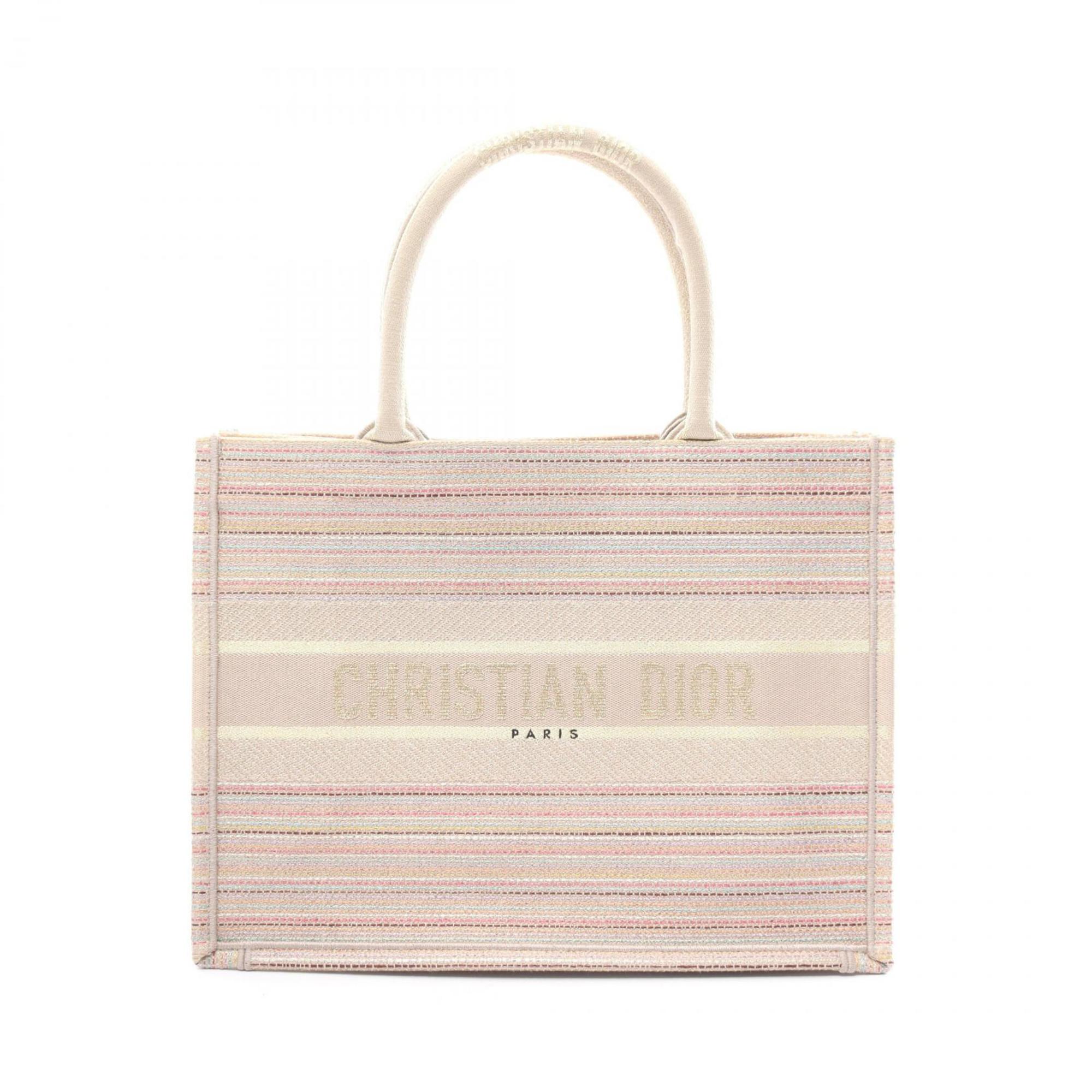 Christian Dior Dior BO TOTE Book Tote Medium Bag Canvas Women's Beige Multicolor