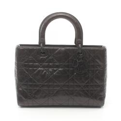 Christian Dior Dior Lady D-Sire Macrocannage Handbag Bag Leather Women's Black