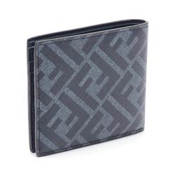 FENDI Diagonal Zucca Bi-fold Wallet Coated Canvas Leather Men's Navy 7M0169ASICF1O97