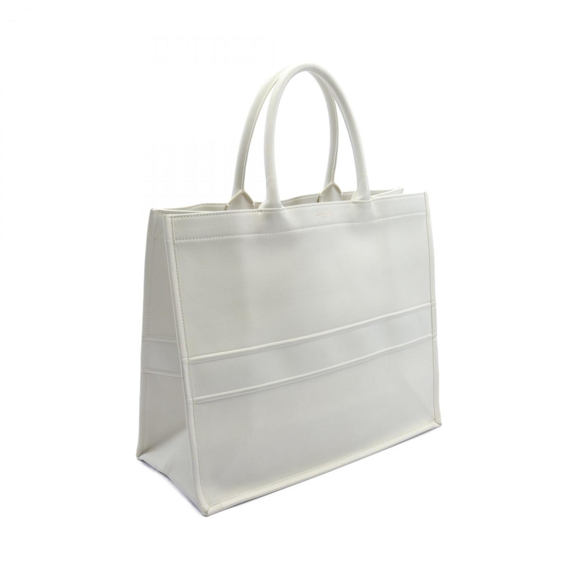 Christian Dior Dior BO TOTE Book Tote Large Bag Leather Women's White Black M1286Z