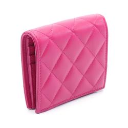 CHANEL Matelasse Coco Mark Bi-fold Wallet Leather Women's Pink AP3055