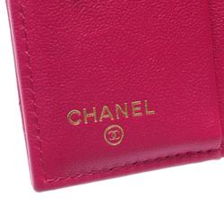 CHANEL Matelasse Coco Mark Bi-fold Wallet Leather Women's Pink AP3055