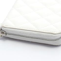 CHANEL Matelasse Coco Mark Round Long Wallet Leather Women's White AP3985