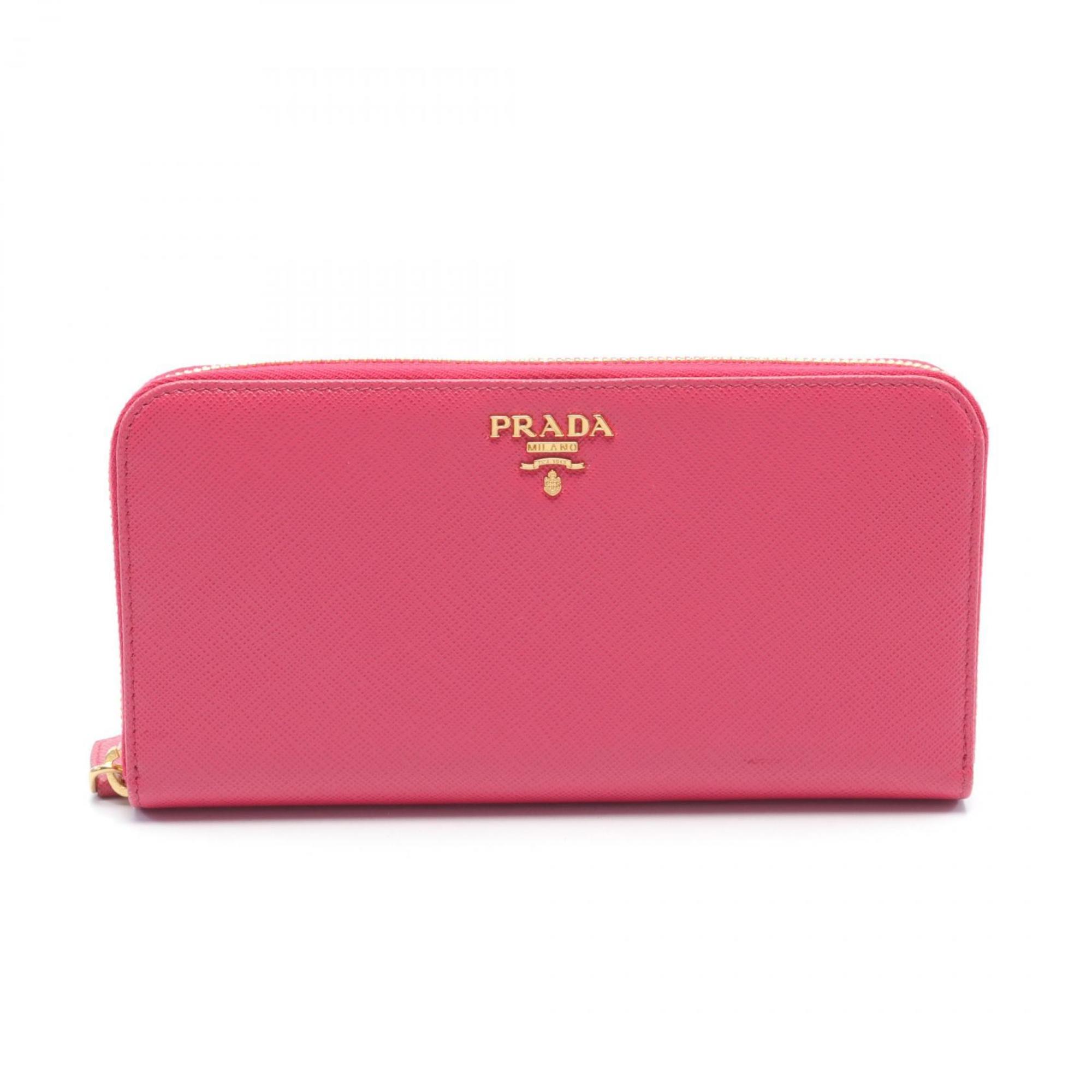 PRADA SAFFIANO METAL Round Long Wallet Saffiano Leather Women's Pink 1ML506