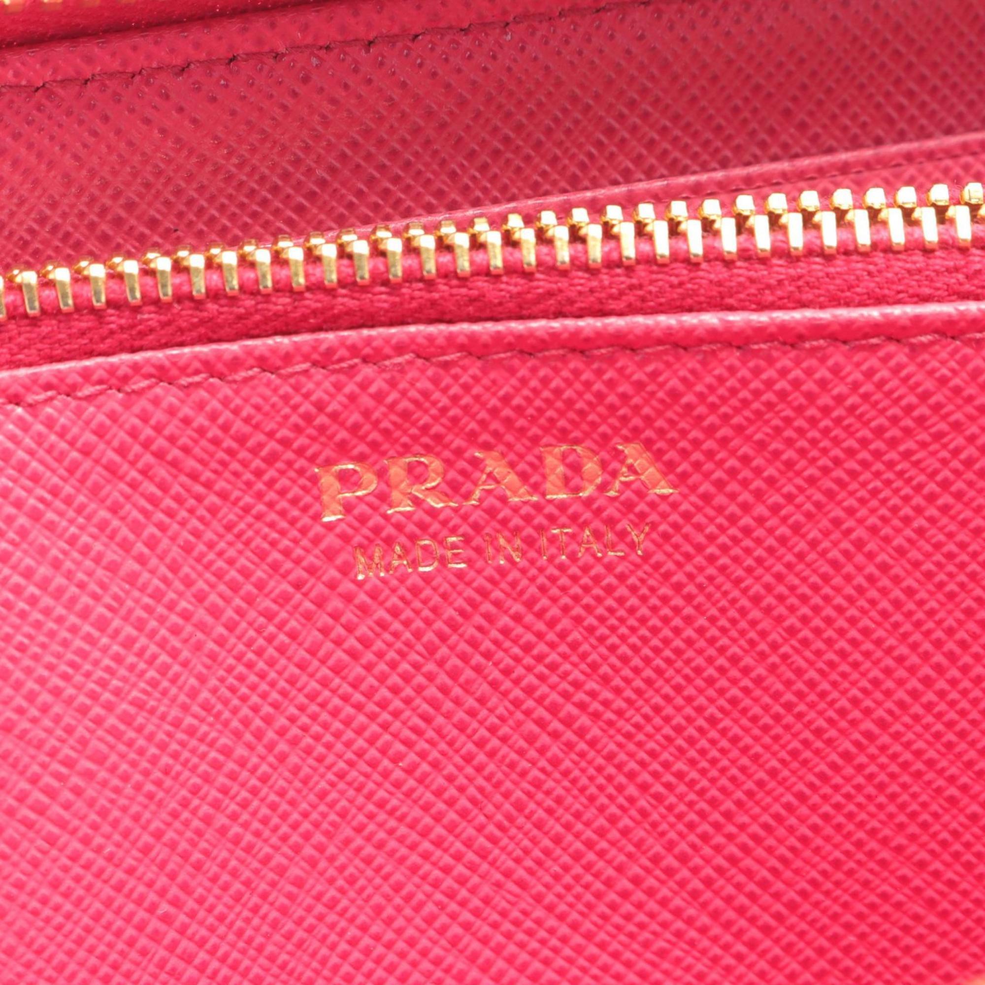 PRADA SAFFIANO METAL Round Long Wallet Saffiano Leather Women's Pink 1ML506