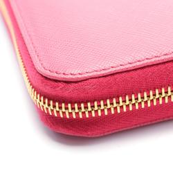 PRADA SAFFIANO METAL Round Long Wallet Saffiano Leather Women's Pink 1ML506