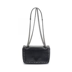 PRADA GLACE'CALF Shoulder Bag Leather Women's Black 1BD147