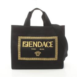 FENDI x VERSACE FENDACE Fenderche Tote Bag Canvas Women's Black 7VA558