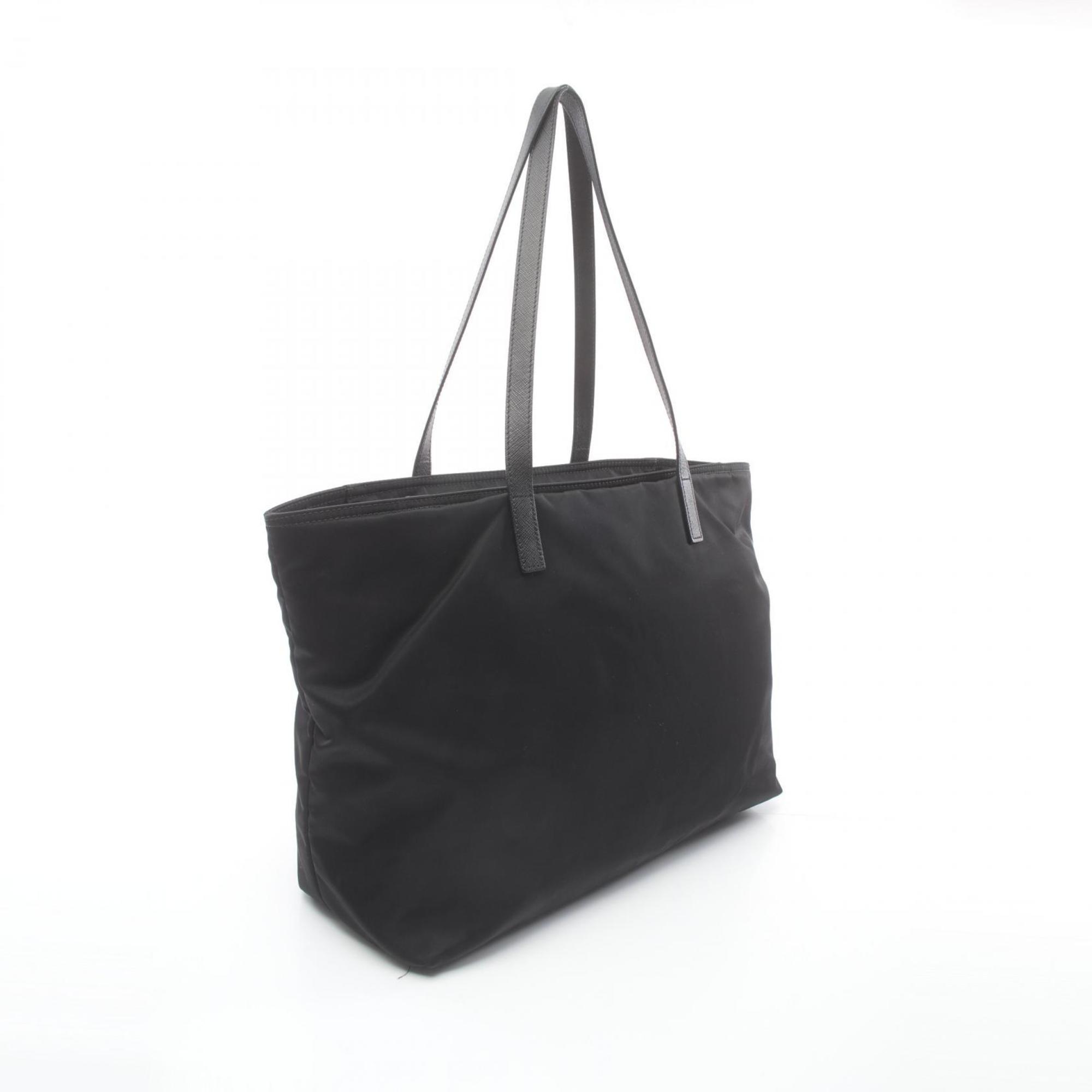 Prada VELA Tote Bag, Nylon, Saffiano Leather, Women's, Black, 1BG052