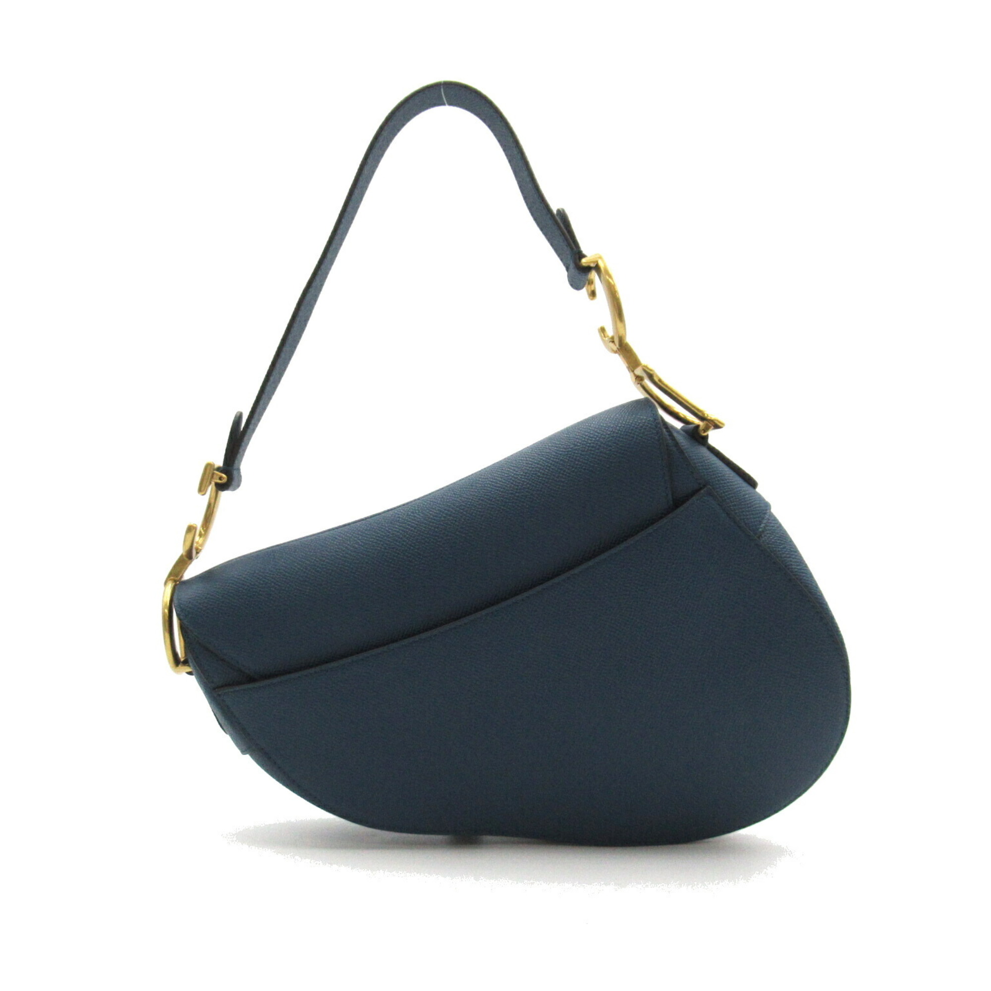 Christian Dior Dior Saddle Bag Shoulder Leather Women's Blue