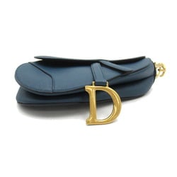 Christian Dior Dior Saddle Bag Shoulder Leather Women's Blue