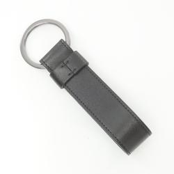 Tod's T Keychain Leather Metal Men's Black Silver XAMTSIGA200F3KS804