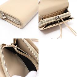 BALENCIAGA PAPERMONEY ZIP AROUND BI-FOLD LONG WALLET LEATHER WOMEN'S BEIGE