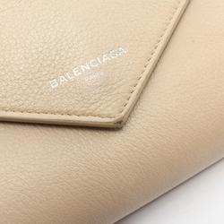 BALENCIAGA PAPERMONEY ZIP AROUND BI-FOLD LONG WALLET LEATHER WOMEN'S BEIGE