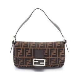 FENDI Mamma Bucket Zucca Shoulder Bag Canvas Leather Women's Brown