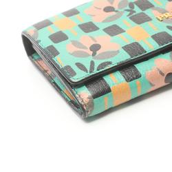 PRADA MADRAS ST PENSE Bi-fold Long Wallet Leather Women's Green Multicolor 1MH132