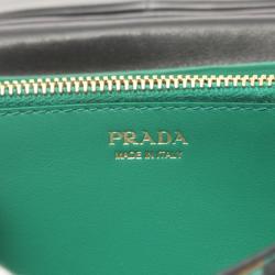 PRADA MADRAS ST PENSE Bi-fold Long Wallet Leather Women's Green Multicolor 1MH132