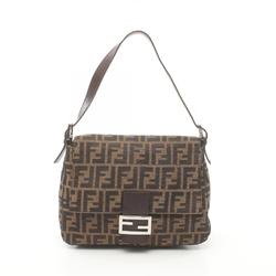 FENDI Mamma Bucket Zucca Shoulder Bag Canvas Leather Women's Brown 26325