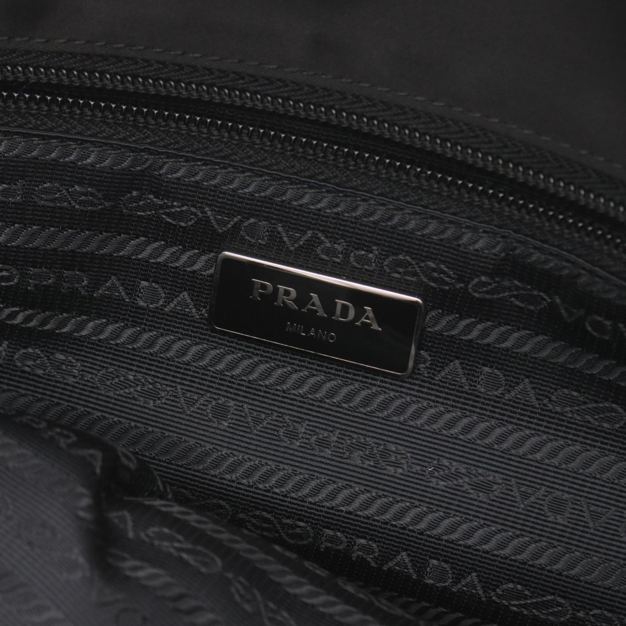 PRADA TESSUTO+SAFFIANO Shoulder Bag Nylon Leather Men's Black 2VD951