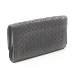 BOTTEGA VENETA Intrecciato Round Long Wallet Leather Women's Black