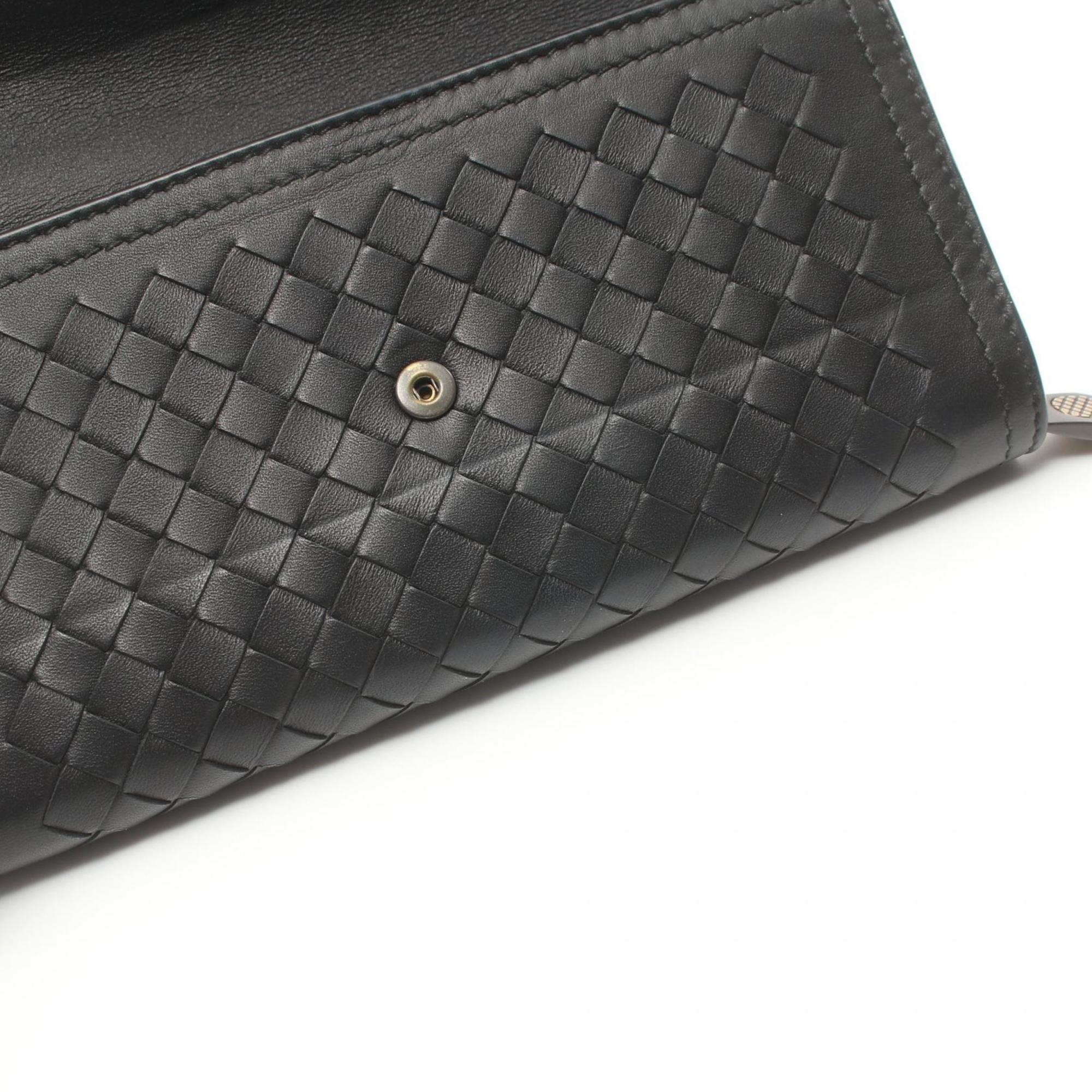 BOTTEGA VENETA Intrecciato Round Long Wallet Leather Women's Black