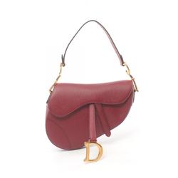 Christian Dior Dior Saddle Bag Handbag Leather Women's Bordeaux