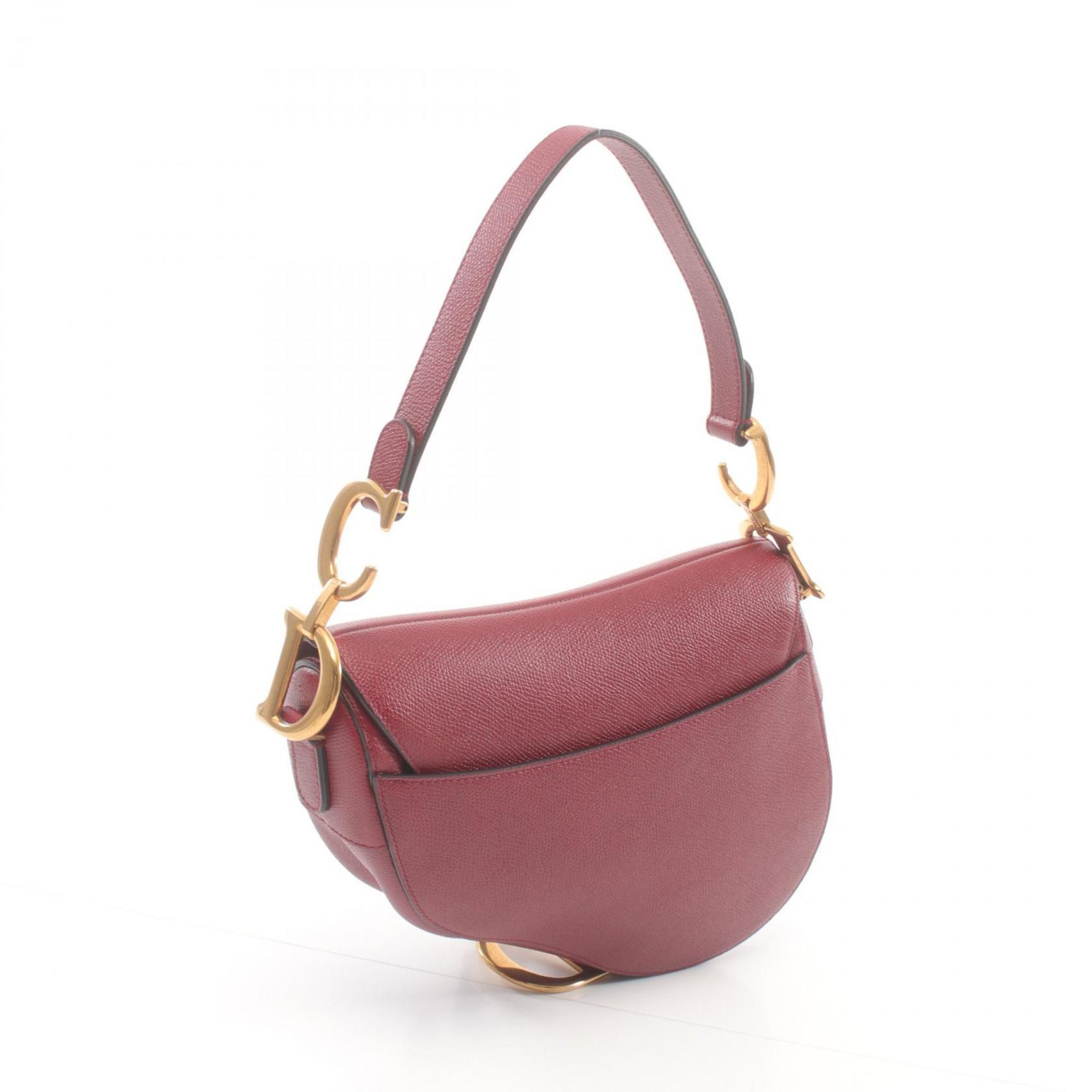 Christian Dior Dior Saddle Bag Handbag Leather Women's Bordeaux