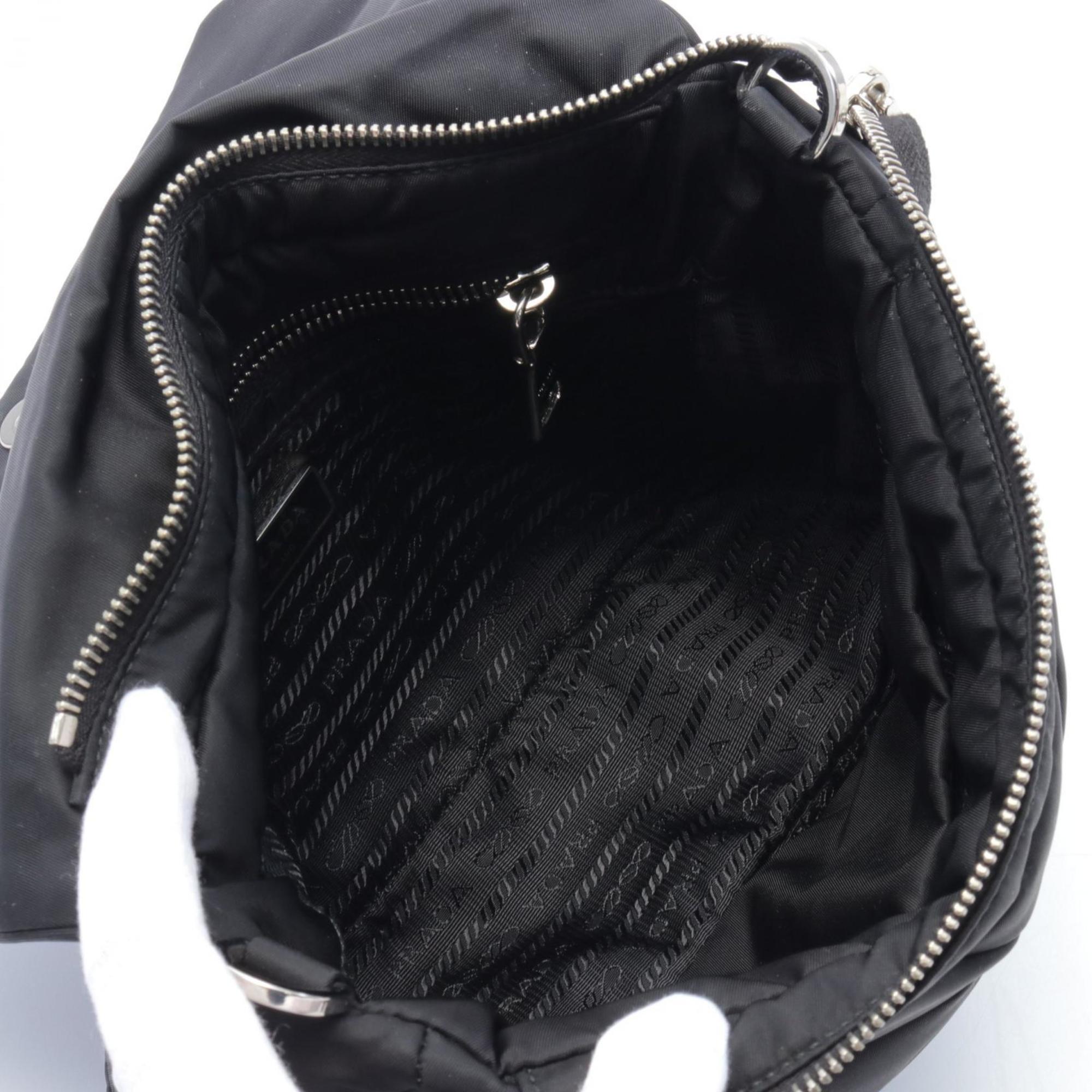 PRADA Tessuto Shoulder Bag Nylon Leather Women's Black 1BD290