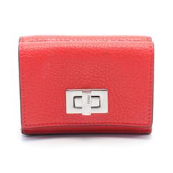 FENDI Tri-fold Wallet Leather Women's Red