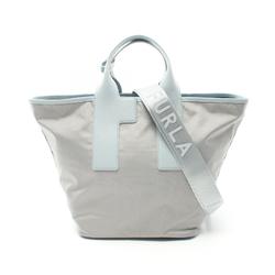 Furla Piuma L Tote Bag Leather Nylon Canvas Women's Gray Blue WB01249BX30503324S