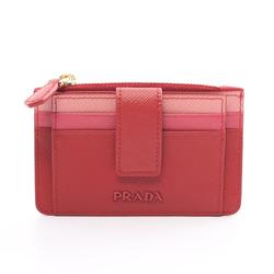 PRADA SAFFIANO METAL Business Card Holder/Card Case Saffiano Leather Women's Red Pink 1MC038