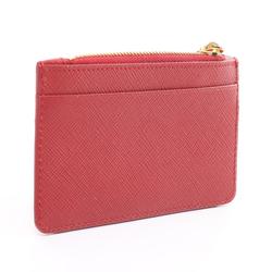 PRADA SAFFIANO METAL Business Card Holder/Card Case Saffiano Leather Women's Red Pink 1MC038