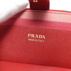 PRADA SAFFIANO METAL Business Card Holder/Card Case Saffiano Leather Women's Red Pink 1MC038