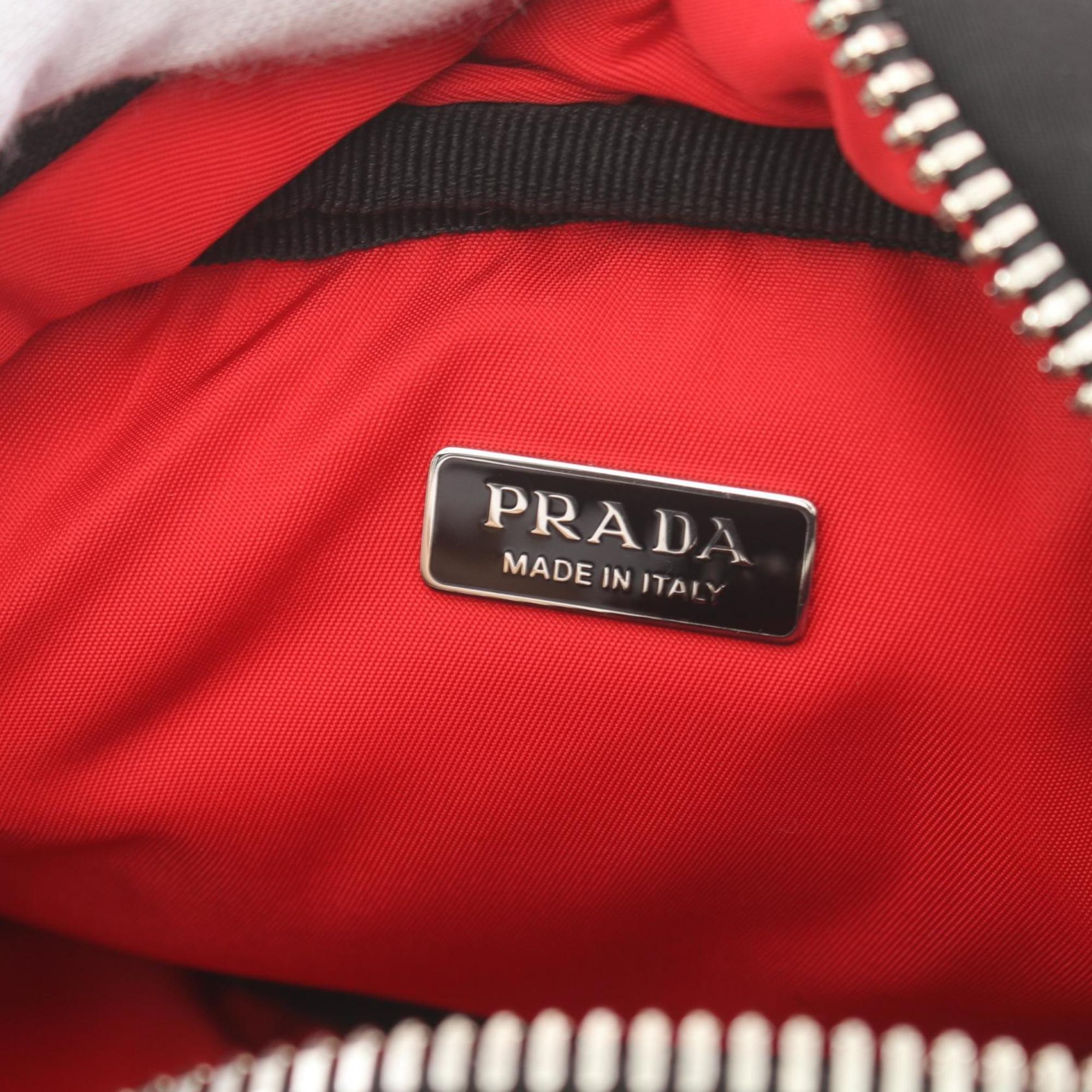 PRADA TESSUTO POCKET Handbag Bag Nylon Leather Women's Black Red 1BB061