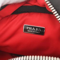 PRADA TESSUTO POCKET Handbag Bag Nylon Leather Women's Black Red 1BB061