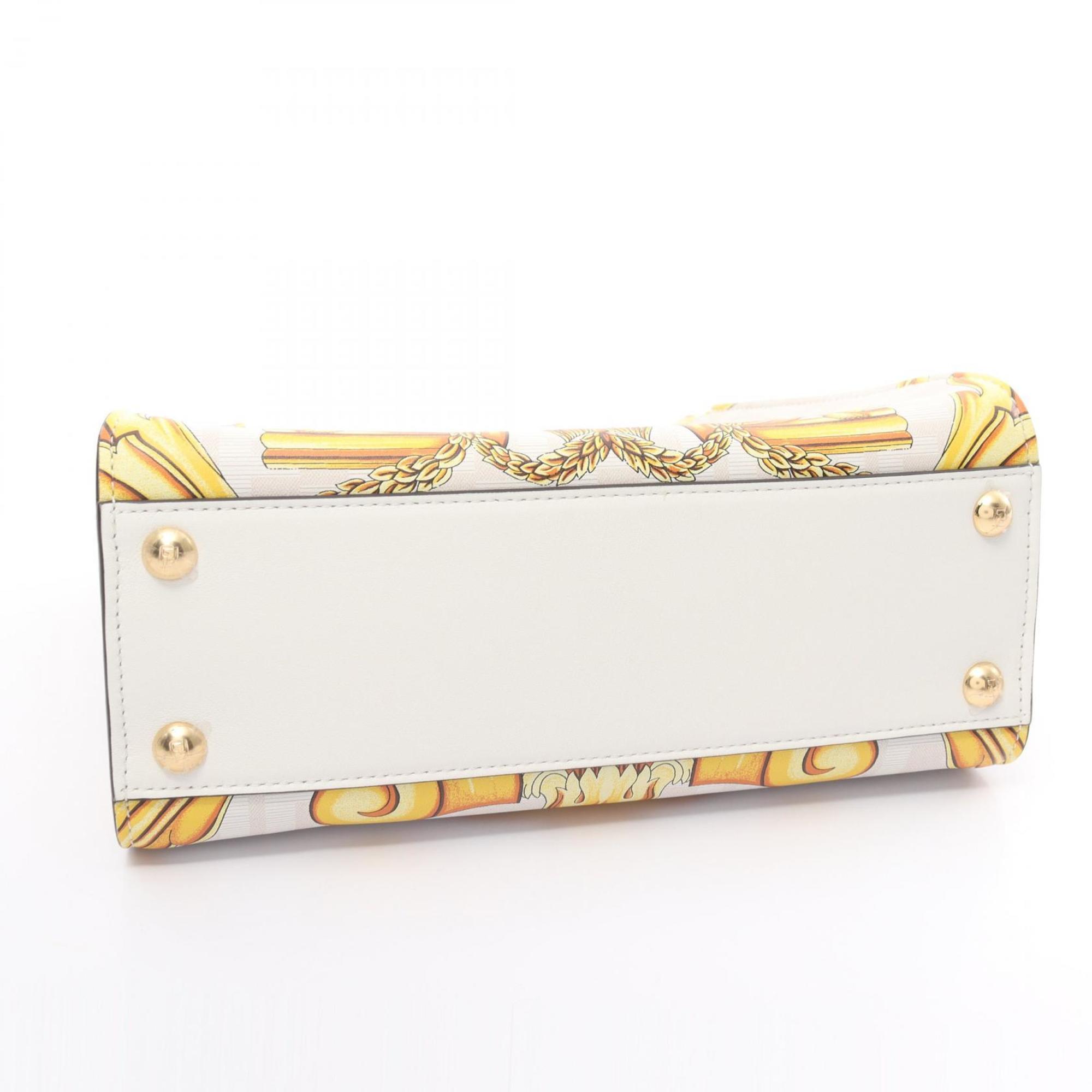 FENDI x VERSACE FENDACE Peekaboo Handbag Bag Leather Women's White Yellow 8BN244