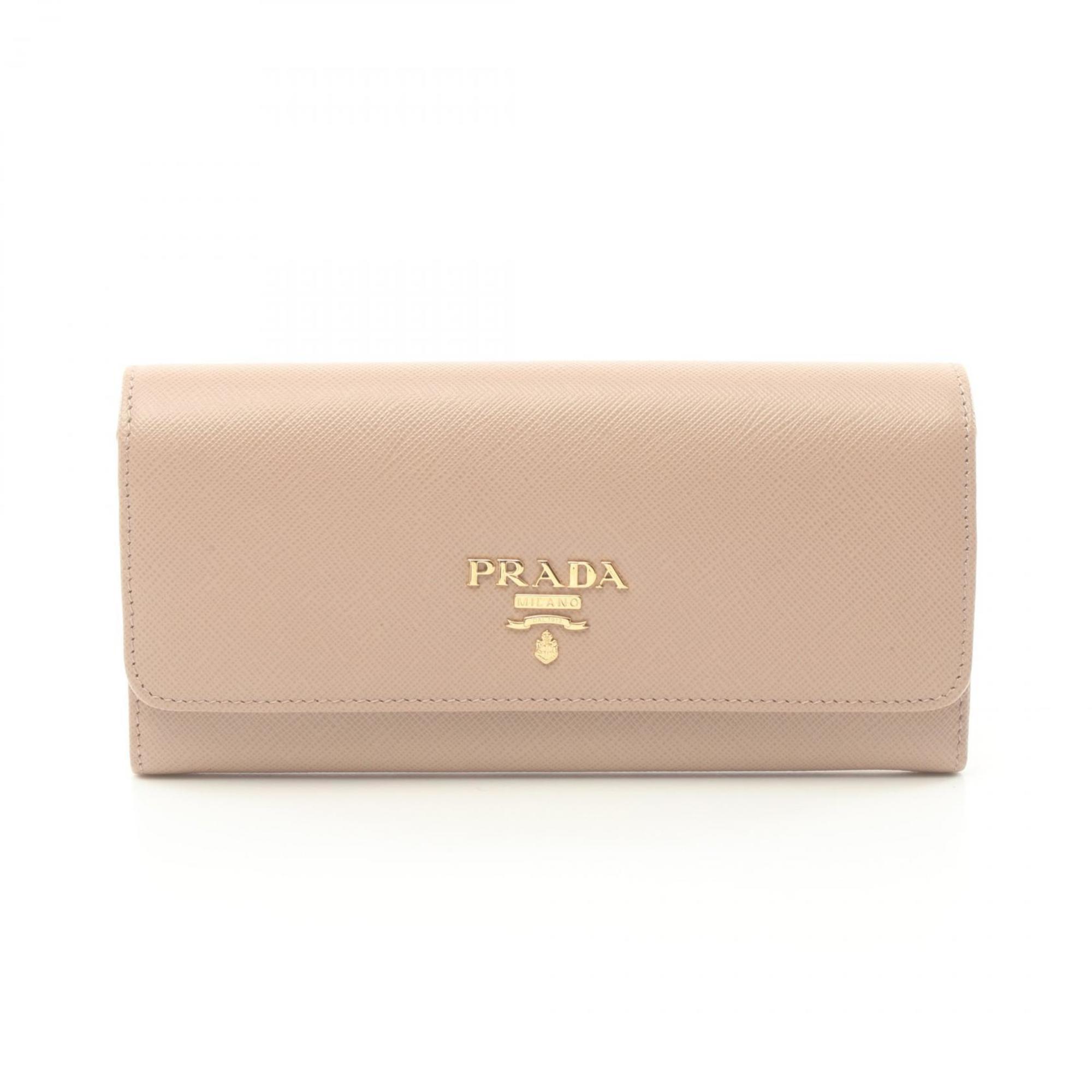 PRADA SAFFIANO MULTIC Bi-fold Long Wallet Saffiano Leather Women's Beige Red 1MH132