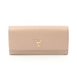 PRADA SAFFIANO MULTIC Bi-fold Long Wallet Saffiano Leather Women's Beige Red 1MH132