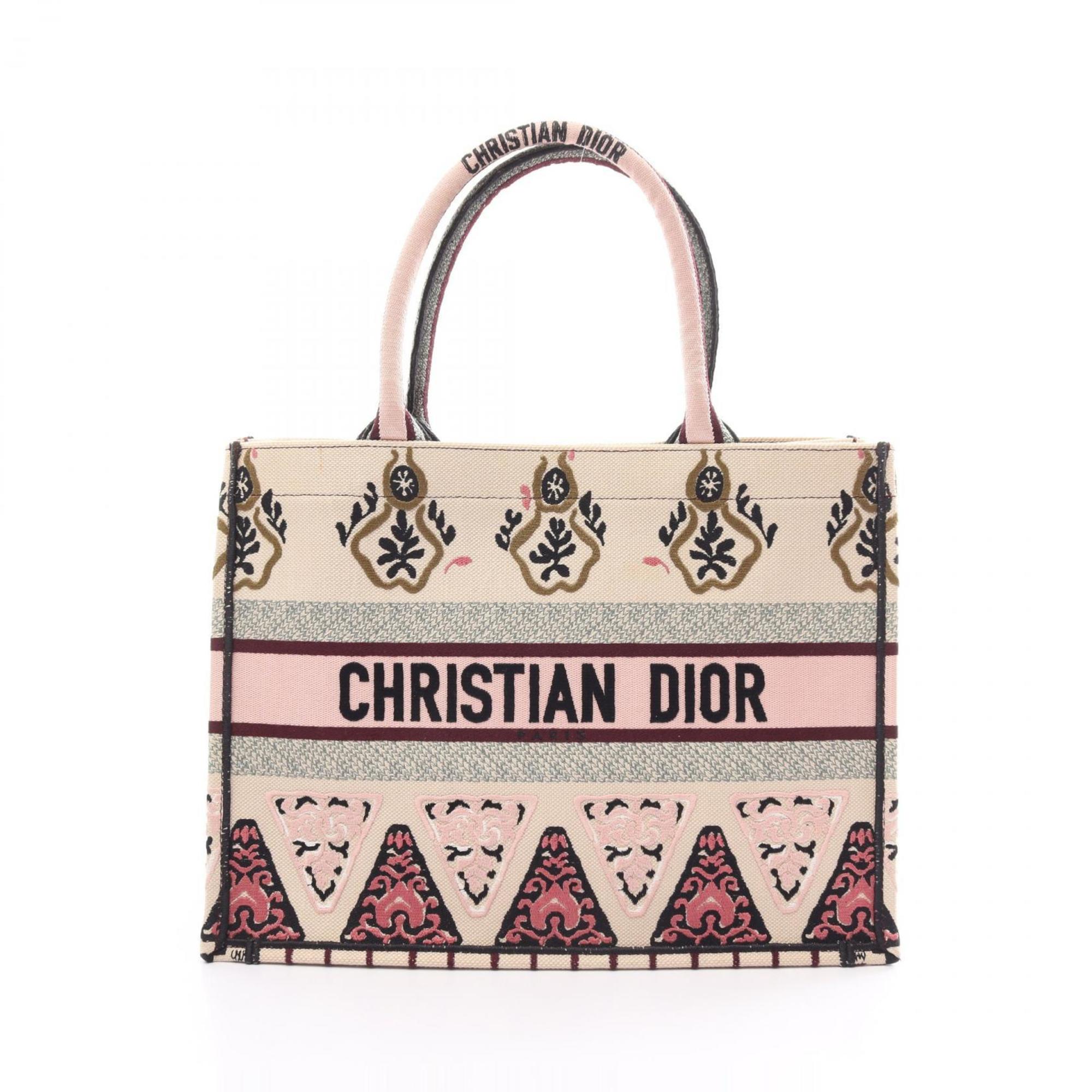 Christian Dior Dior BO TOTE Book Tote Medium Bag Canvas Women's Beige Multicolor