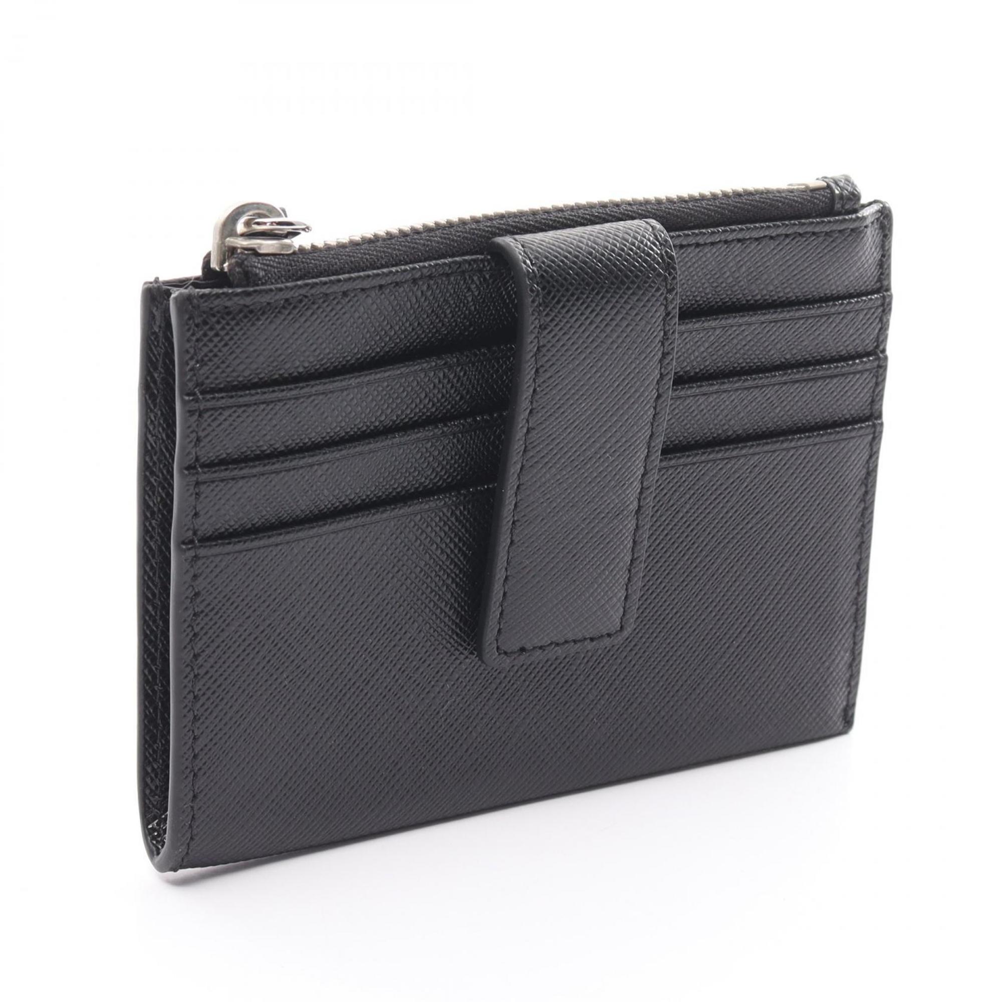 PRADA Wallet/Coin Case Wallet Saffiano Leather Women's Black 1MC026