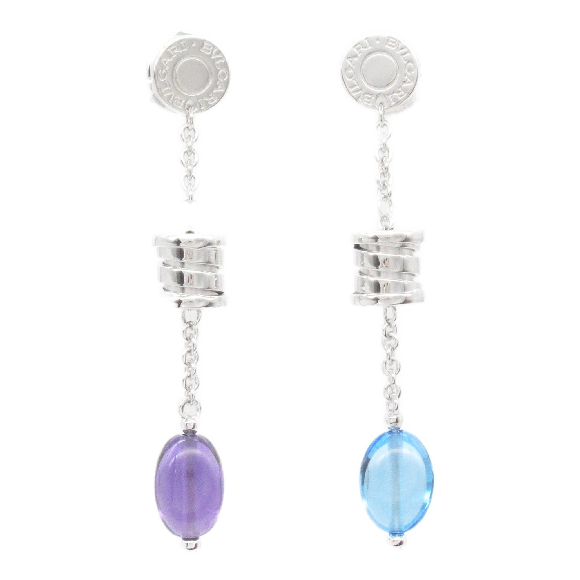 BVLGARI B-zero1 B-zero One Element Earrings K18WG (White Gold) Blue Topaz Amethyst Ladies Purple