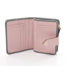 PRADA Bi-fold Wallet Saffiano Leather Women's Grey Pink 1ML018