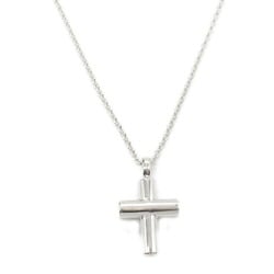 BVLGARI Latin Cross Necklace, K18WG (White Gold), Women's, Silver