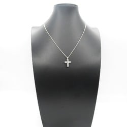 BVLGARI Latin Cross Necklace, K18WG (White Gold), Women's, Silver