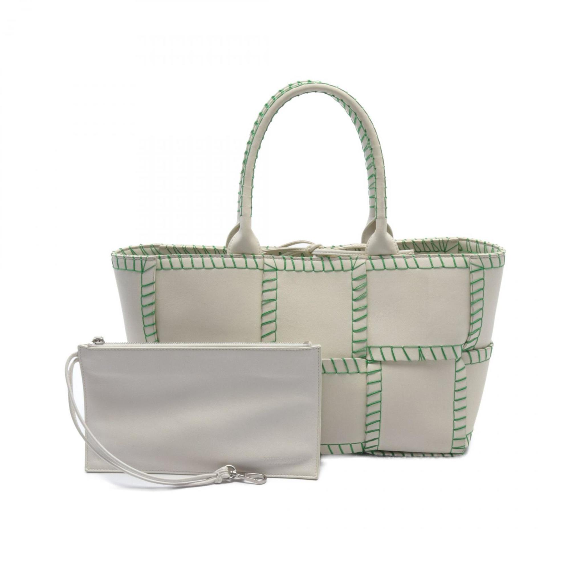 BOTTEGA VENETA Arco Small Tote Bag Leather Women's White Green