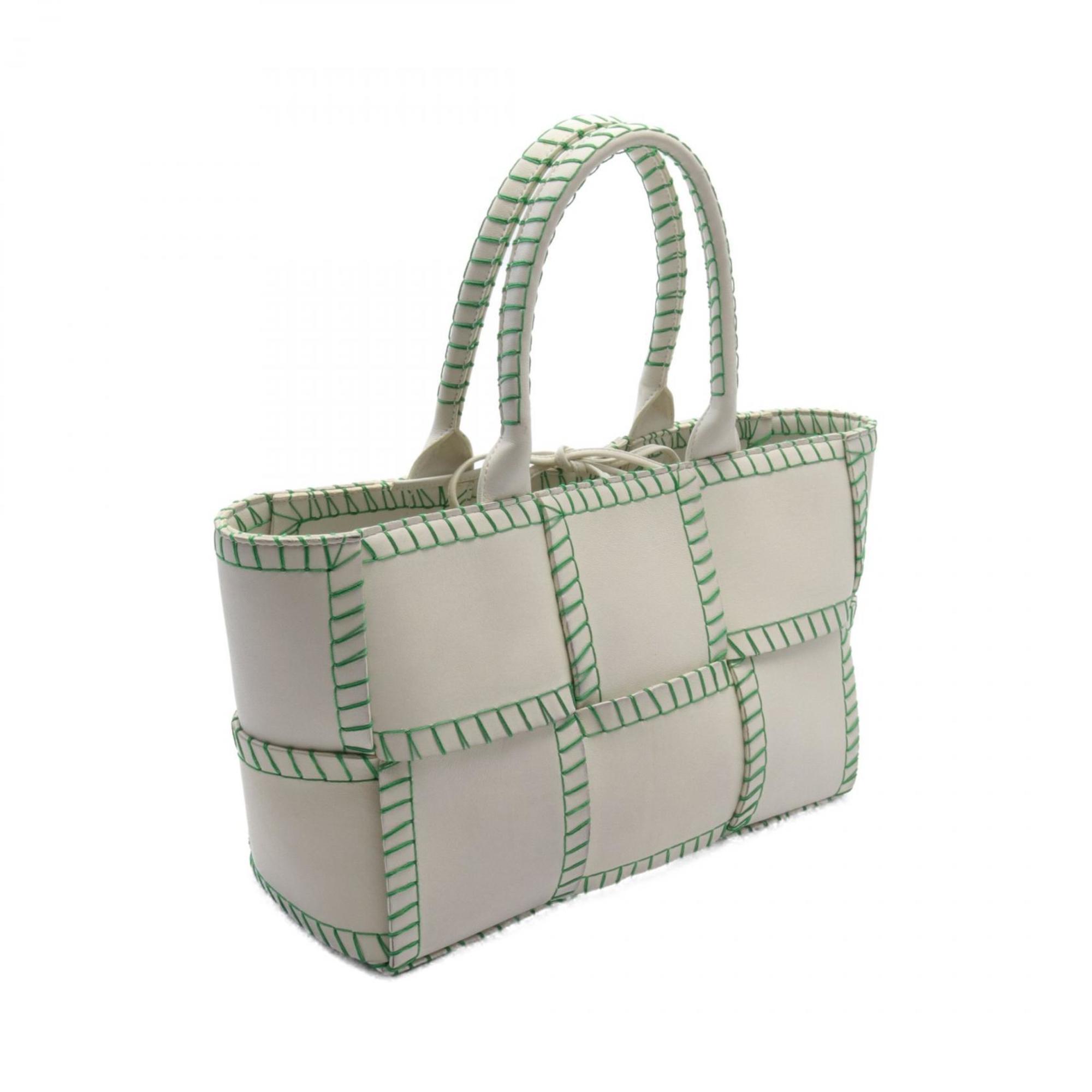 BOTTEGA VENETA Arco Small Tote Bag Leather Women's White Green